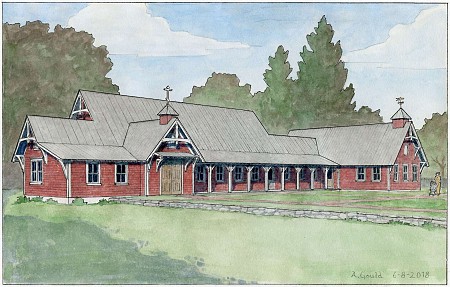 Architect's Watercolor of New Parish Hall - click to see more...